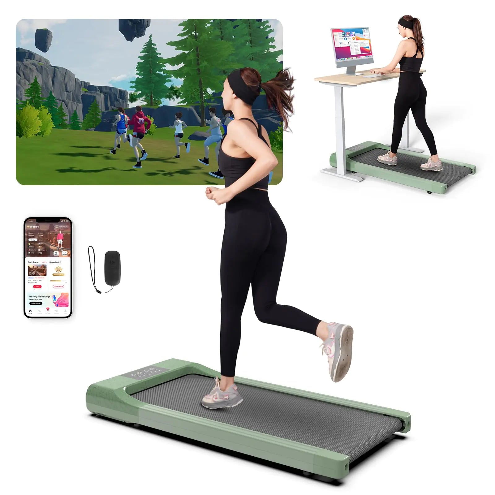 Lacuffy Walking Pad Treadmill Under Desk Treadmill Mini Treadmill for Small Spaces Walking Pad with APP and Remote Control 2.5 HP Walking Treadmill with 265 LBS Capacity