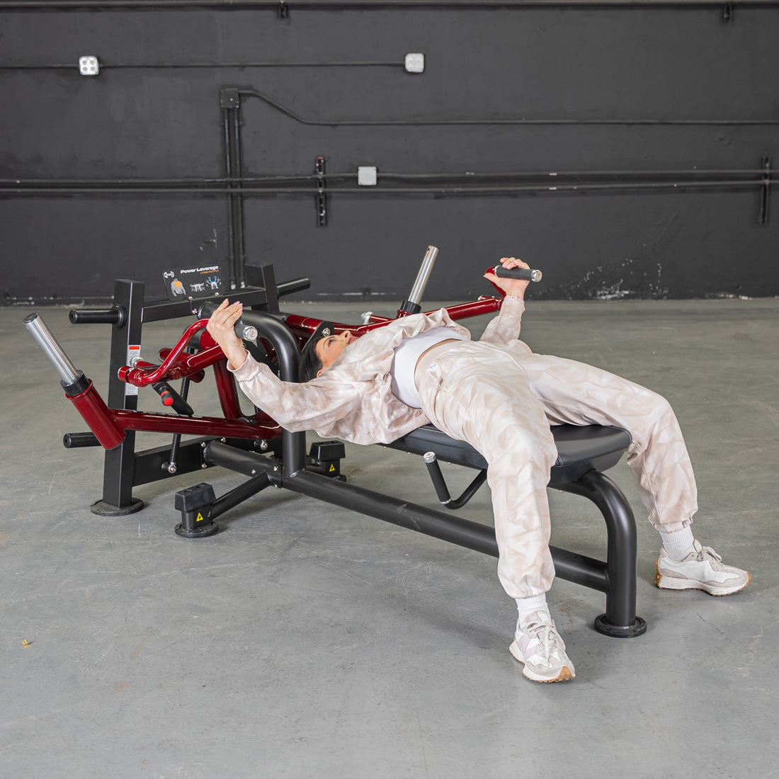 Muscle D Fitness Power Leverage V2 Lying Pec Fly — Plate-Loaded, Precision Bearings, Commercial