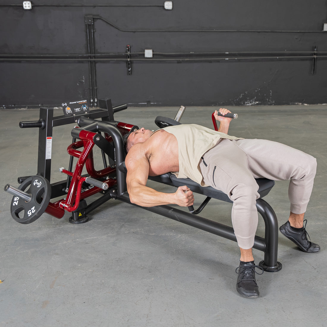 Muscle D Fitness Power Leverage V2 Lying Pec Fly — Plate-Loaded, Precision Bearings, Commercial