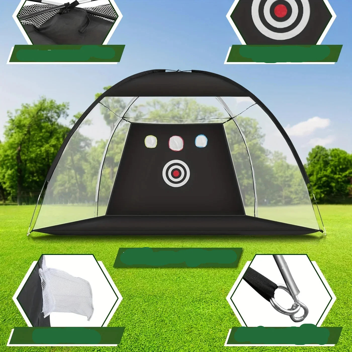 Golf Practice Net with Mat, Balls & Tee — Complete Home Training Set