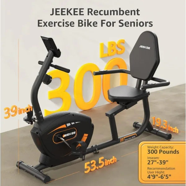 Recumbent Exercise Bike for Adults & Seniors | 9 Seat Positions | 8-Level Neodymium Magnetic | 300 lb Capacity