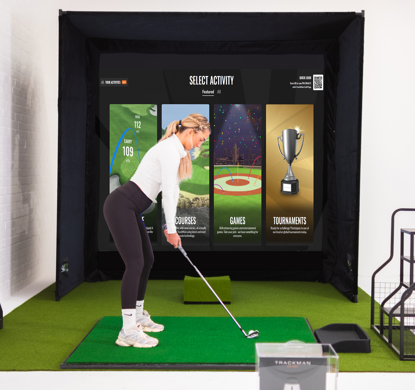 GolfBays SimBox Golf Simulator Enclosure | 7 Sizes | PRO+ Impact Screen, Frame & Free Side Barriers