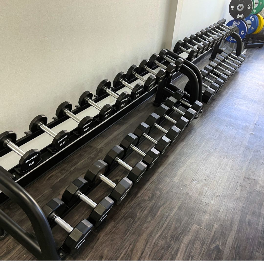 Muscle D Fitness Sweet 2-Tier Dumbbell Rack — Compact Free Weight Storage