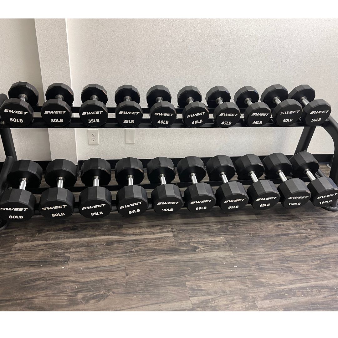 Muscle D Fitness Sweet Dumbbell Set — 5 to 100 lb (20 Pairs)