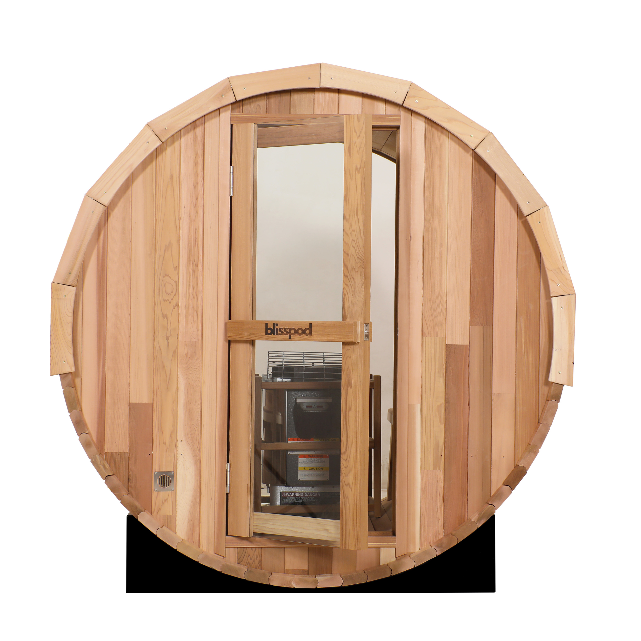 Blisspod Prague | Canadian Red Cedar Outdoor Barrel Sauna | Full Glass Back | 4 or 6 Person | 6000W