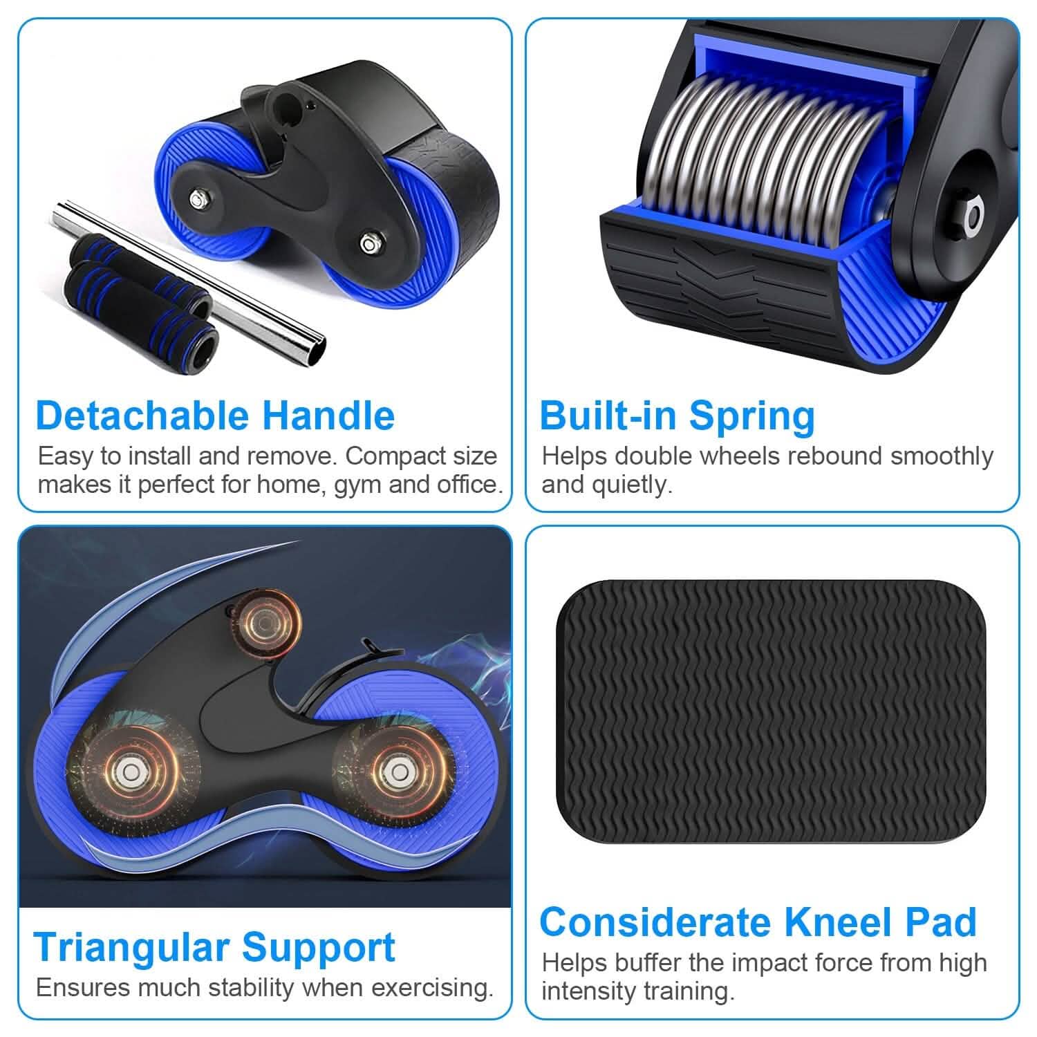 Pro AB Roller Wheel with Automatic Rebound & Knee Pad — Core Trainer
