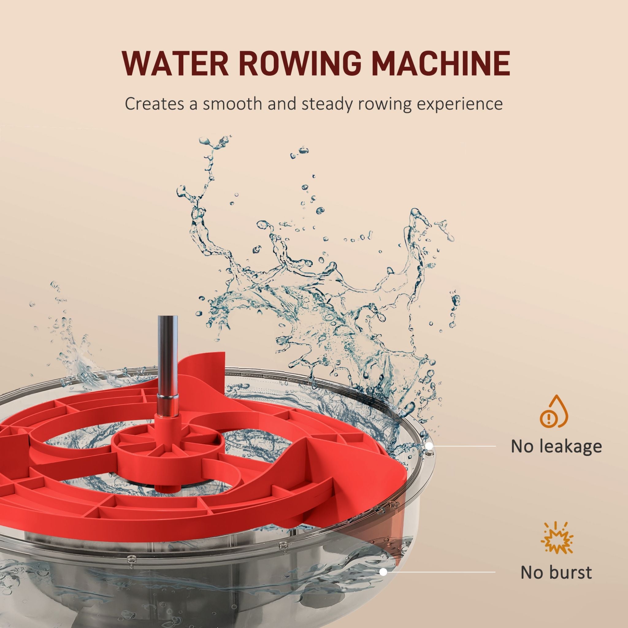 Rovix Foldable Water Rowing Machine — Self-Regulating Resistance | LCD Monitor | 264 lb Capacity