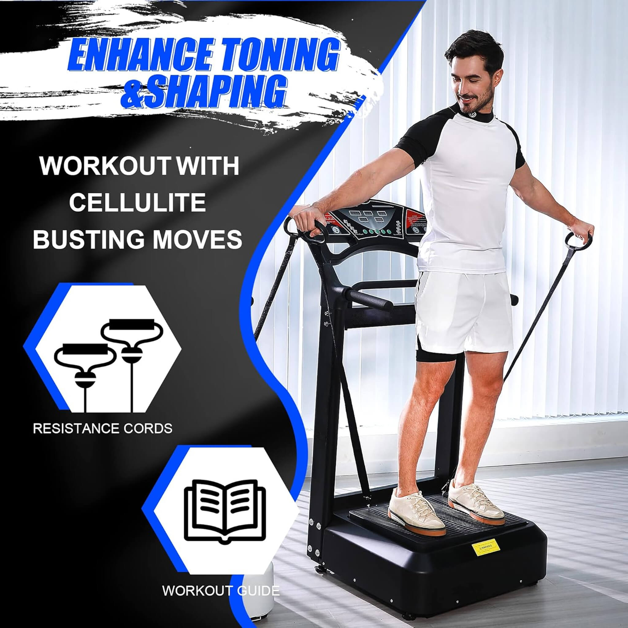 Rovix 400 lb Whole Body Vibration Plate — 99 Speeds | 8 Programs | Built-In Resistance Bands