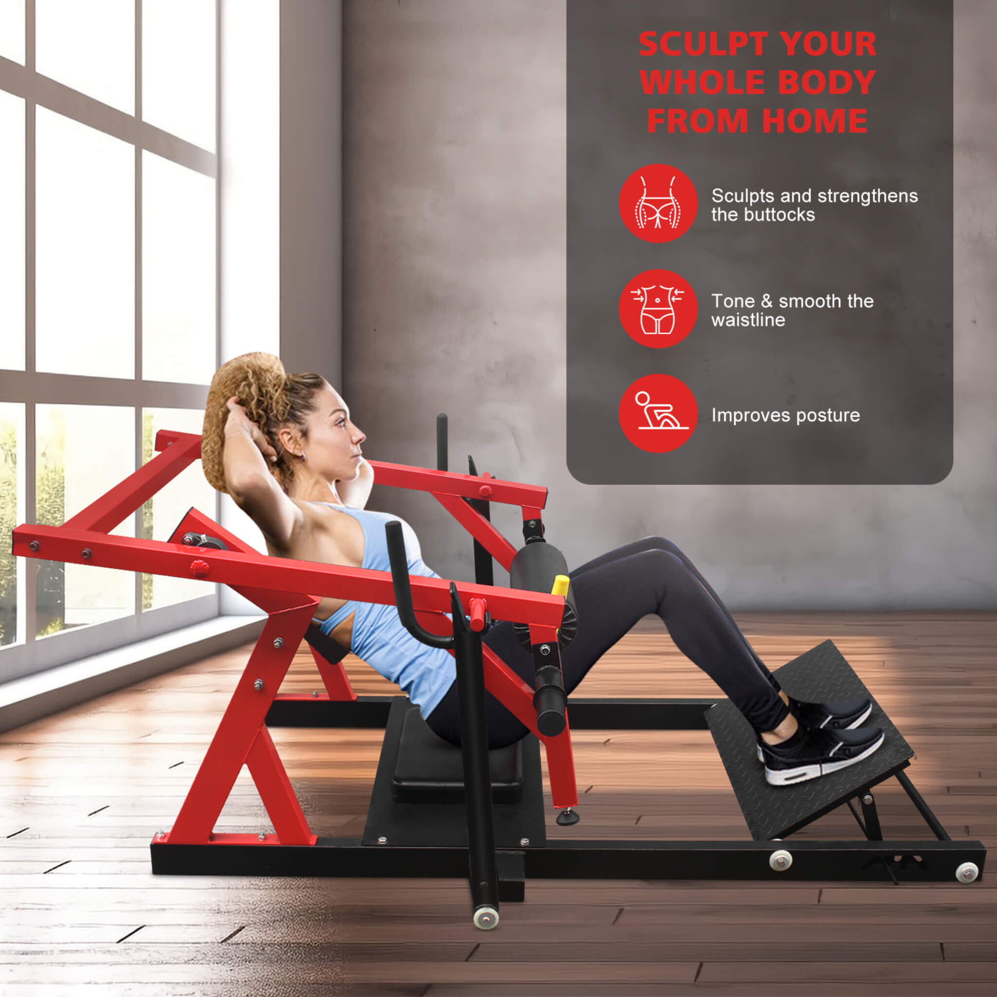 Rovix Heavy-Duty Hip Thruster Machine — Instant Lock System | 4 Foot Angles | Dual Weight Racks