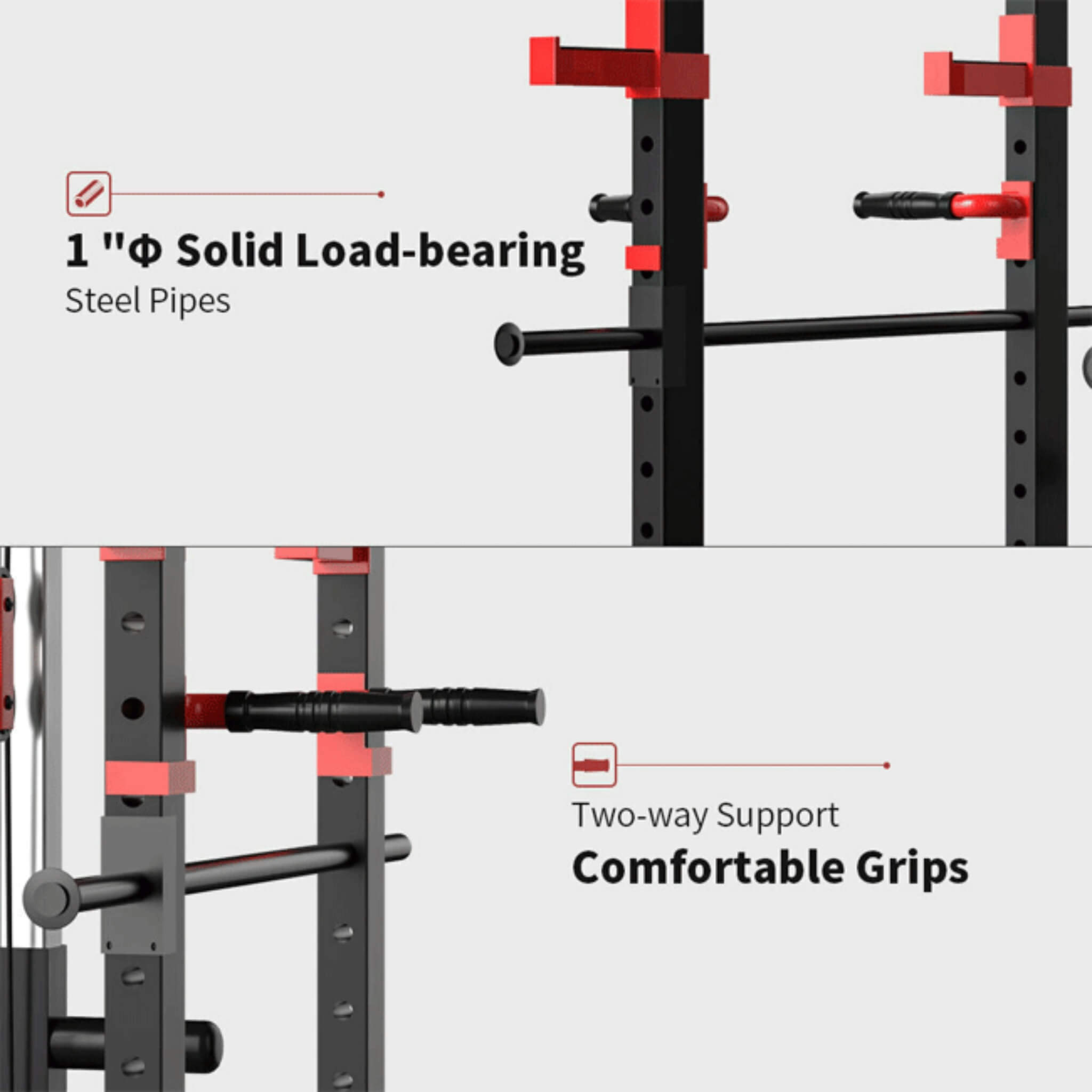Rovix 1,000 lb Multi-Function Adjustable Power Cage Rack — Lat Pulldown & Low Row Included