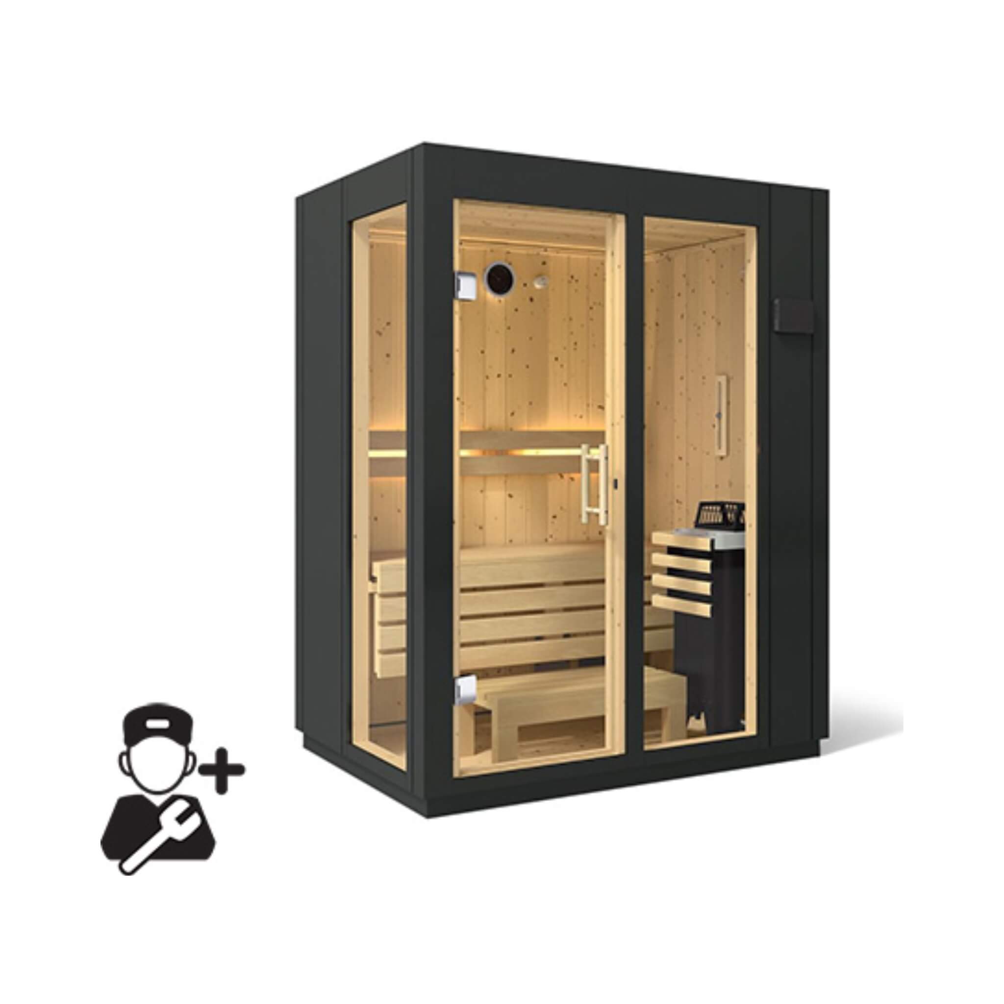 Kohler C1 Indoor Sauna | Graphite Gray | FERO Heater | Freestanding & Alcove | 2, 3 & 5 Person