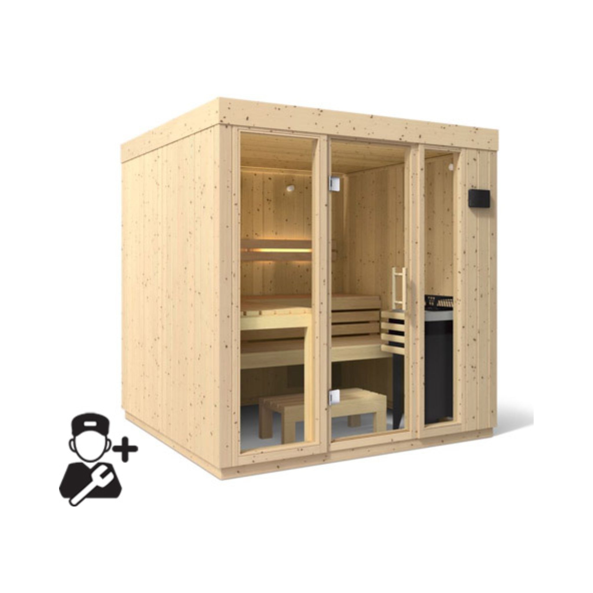 Kohler C1 Indoor Sauna | Scandinavian Spruce | FERO Heater | 2, 3 & 5 Person
