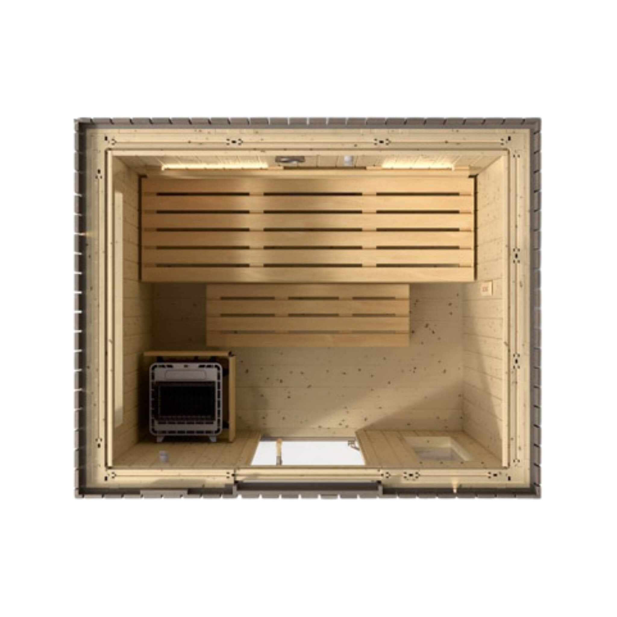 Kohler C2 Outdoor Sauna | Weathered Gray Spruce | FERO Heater | 3, 5 & 6 Person