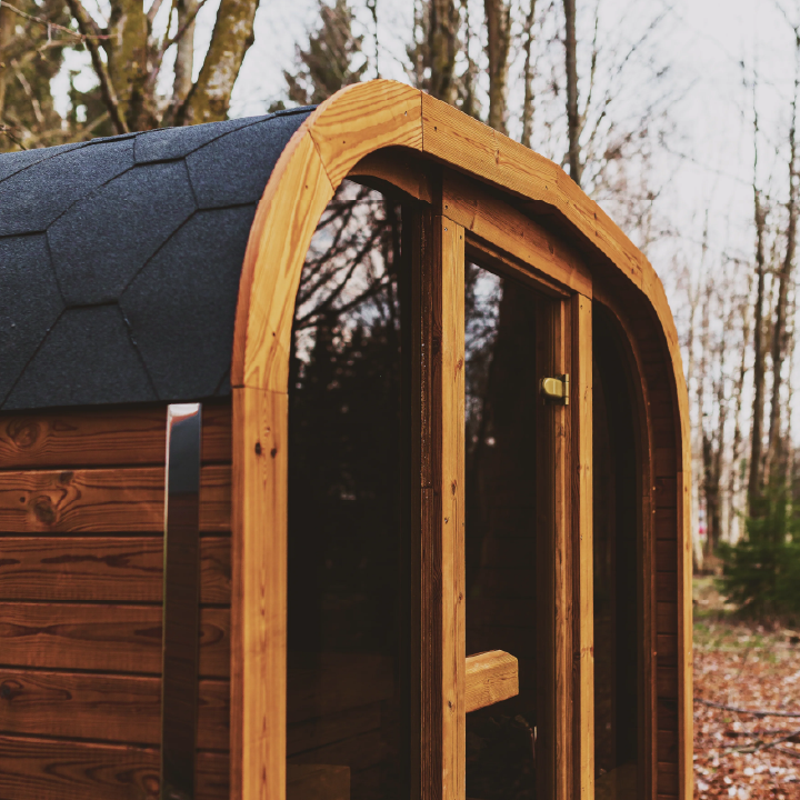 Patio Elegance MW12 | Outdoor ThermoWood Sauna | Harvia-Powered | Lava Rocks Included