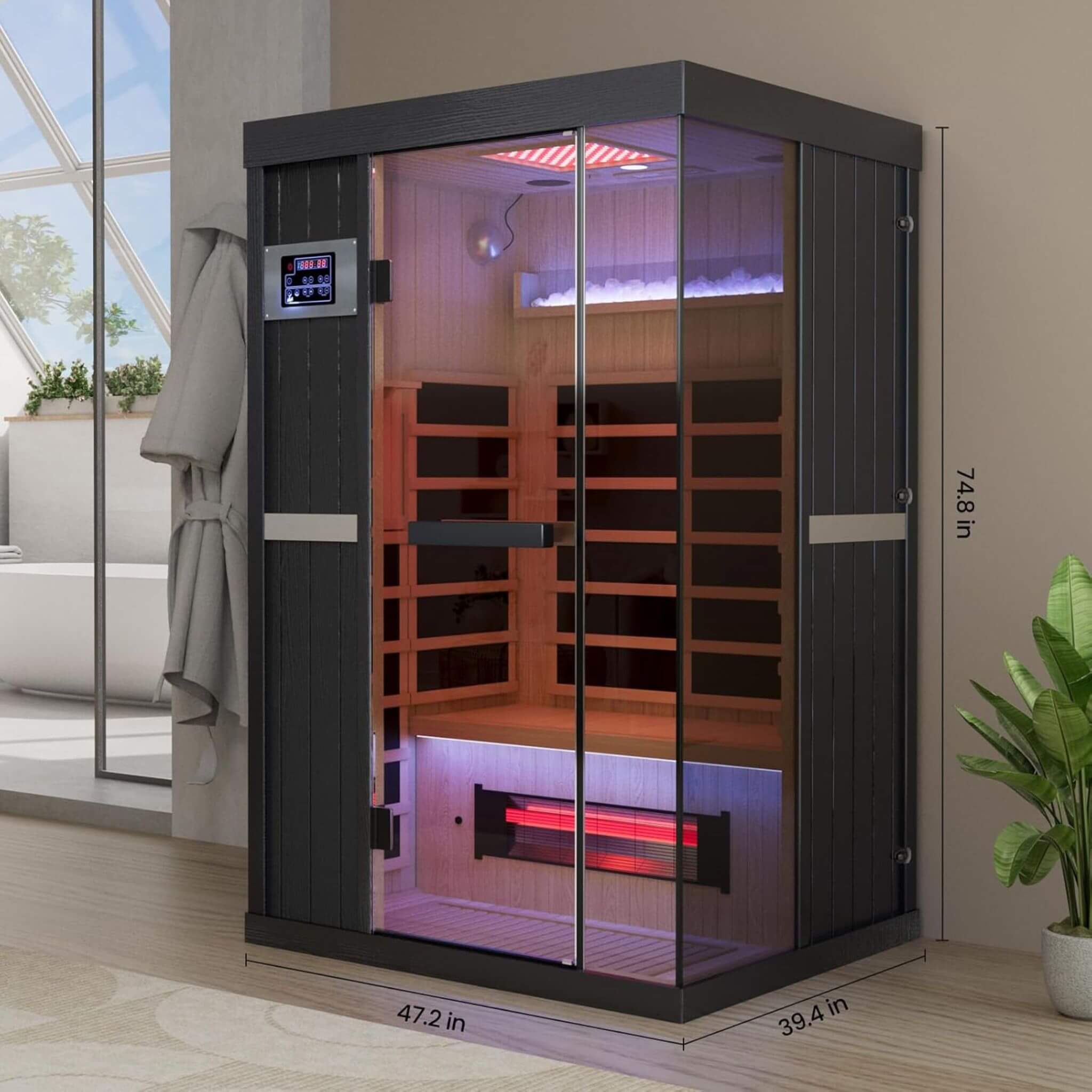 Thermora Pandora | Full-Spectrum Infrared Sauna for Two | Red Light Therapy + Himalayan Salt
