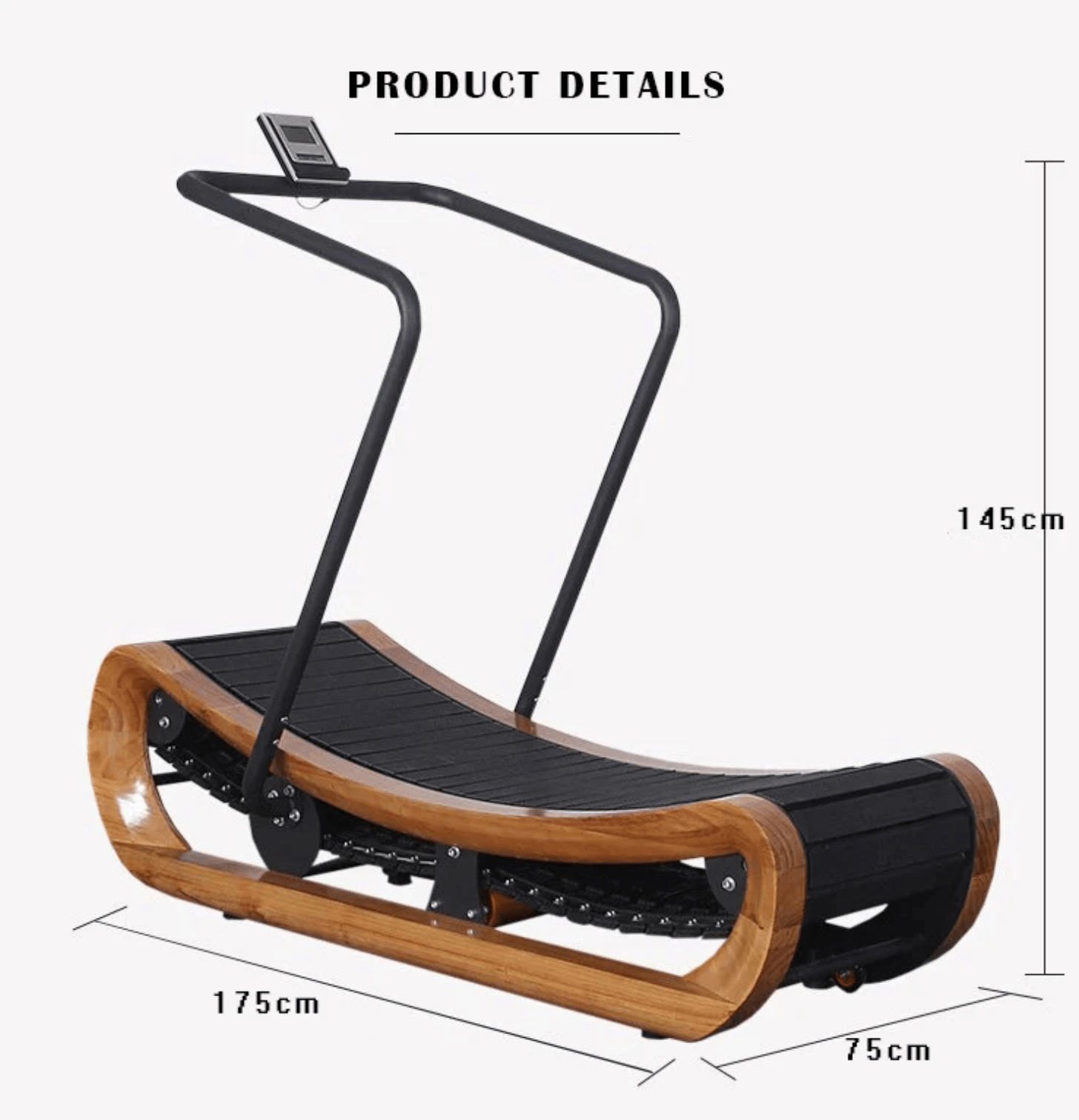 MedEq R2000 Solid Wood Curved Treadmill | Self-Powered Luxury Trainer