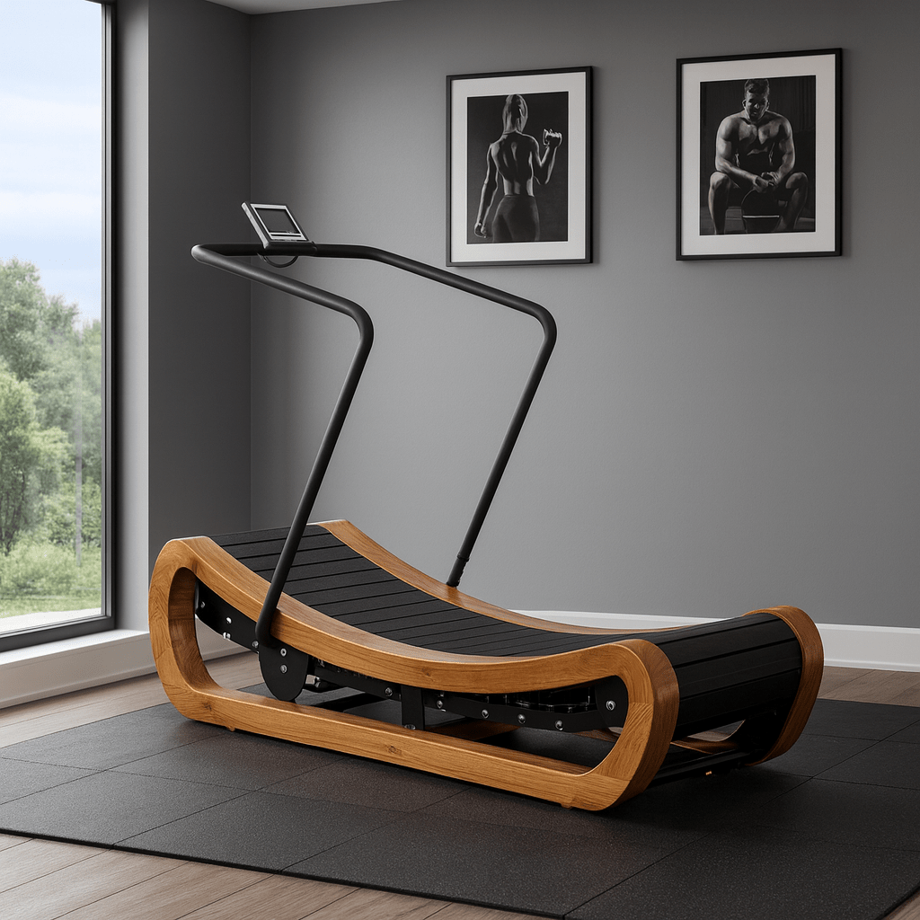 MedEq R2000 Solid Wood Curved Treadmill | Self-Powered Luxury Trainer