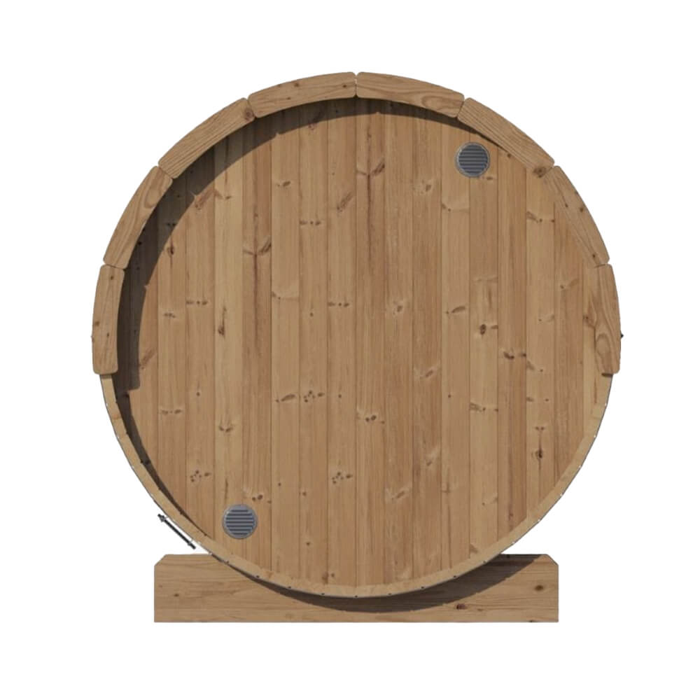 SaunaLife E8G Ergo Series — 6-Person Outdoor Barrel Sauna | Full Glass Front | Thermo-Spruce