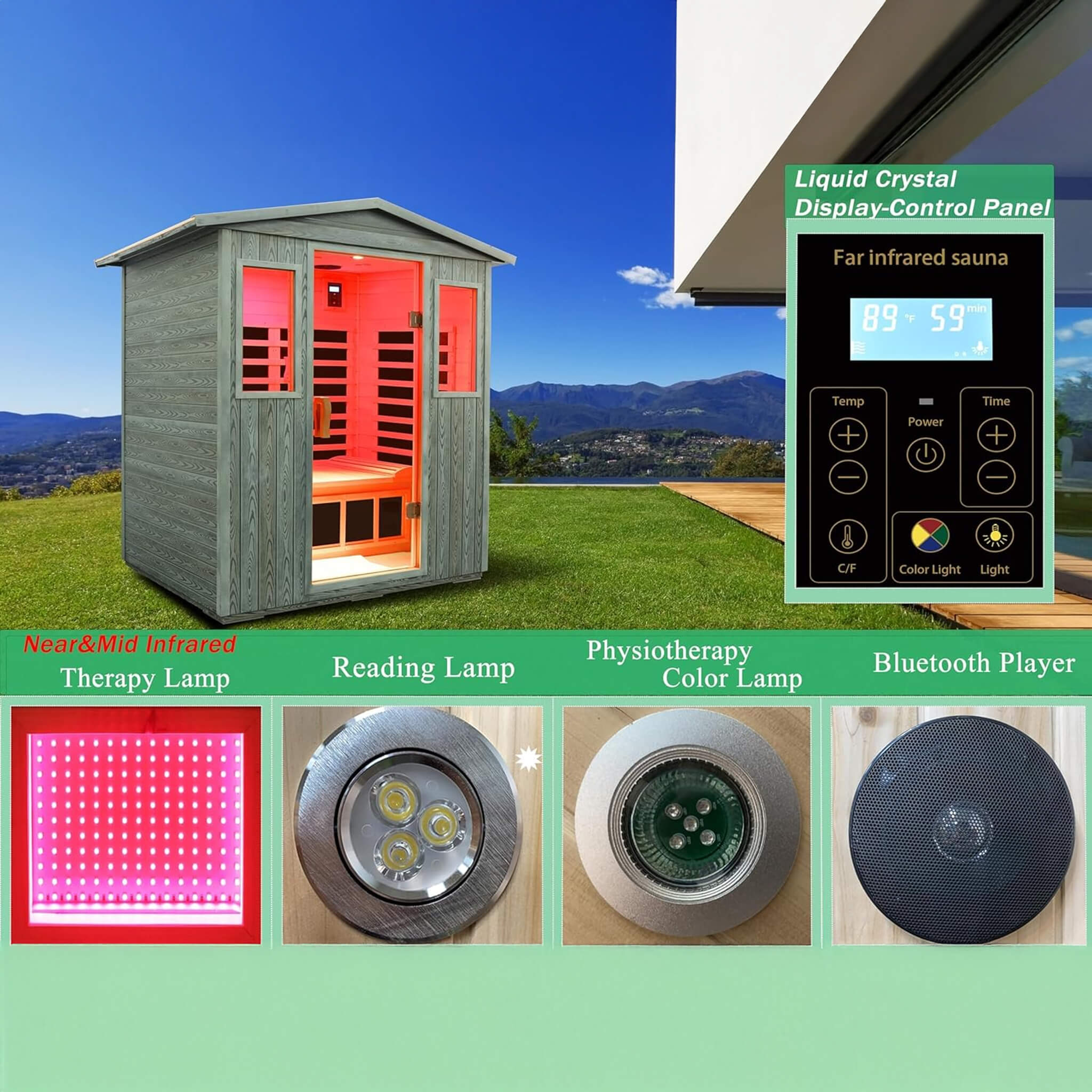 Thermora Nivea | 3-Person Outdoor Infrared Sauna | Full-Spectrum Low EMF | Carbon Crystal Heat
