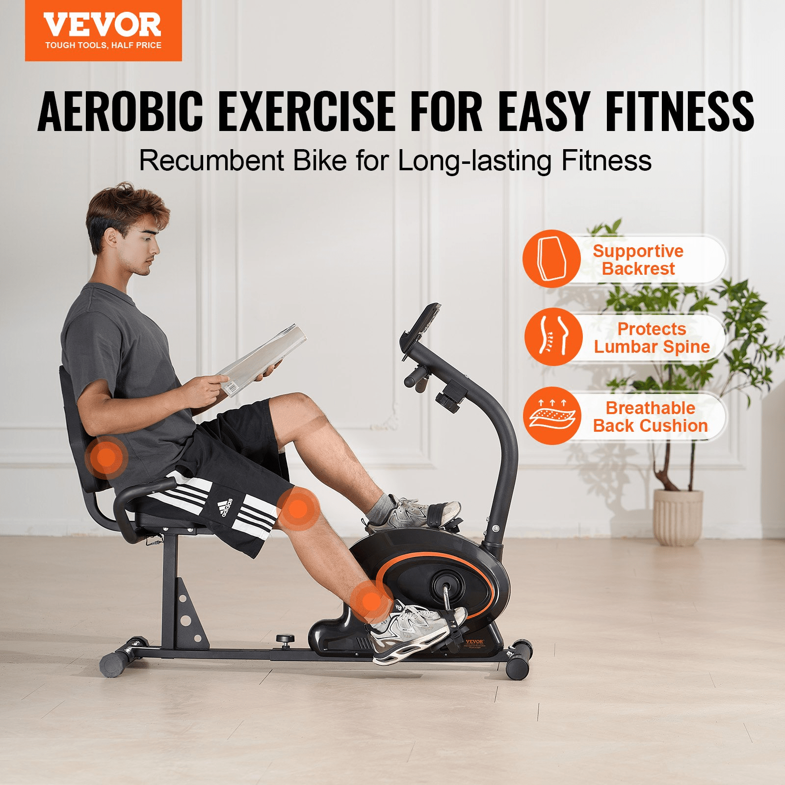 VEVOR Recumbent Exercise Bike – Magnetic Resistance & Comfortable Design