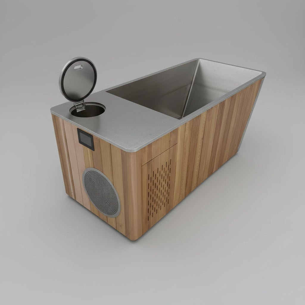 MedEq Cold & Hot Plunge Pool | 304 Stainless Steel & Wood | 1HP Chiller/Heater | Contrast Therapy